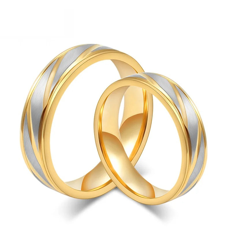Aliança Casamento Noivado Trabalhada Dourado Prata Em Aço Inox - O Par