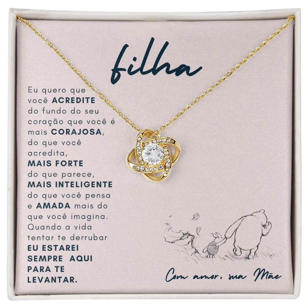 Colar E Cartão Para Filha Amor De Mãe - Dourado