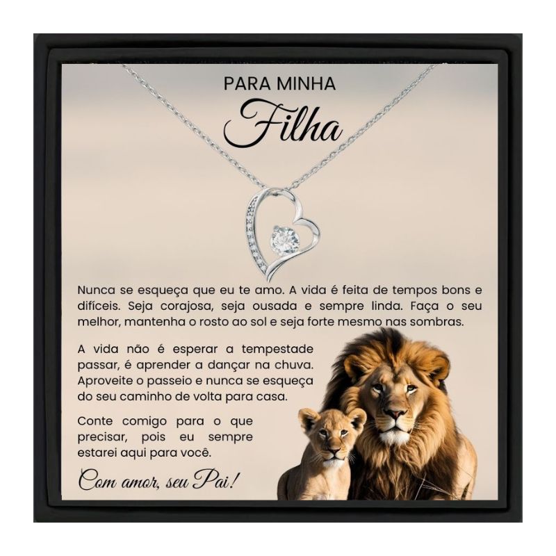 Colar Presente Para Filha Amor De Pai Leão Com Mensagem