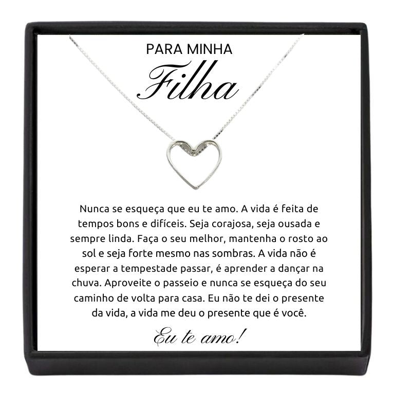 Colar Presente Para Minha Filha Mensagem e Caixa Amor Infinito