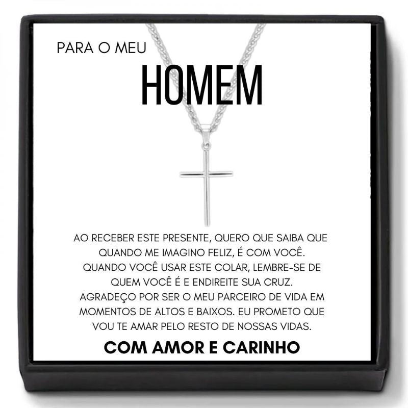 Corrente Crucifixo Presente Para Esposo, Namorado, Amor Com Cartão De Homenagem