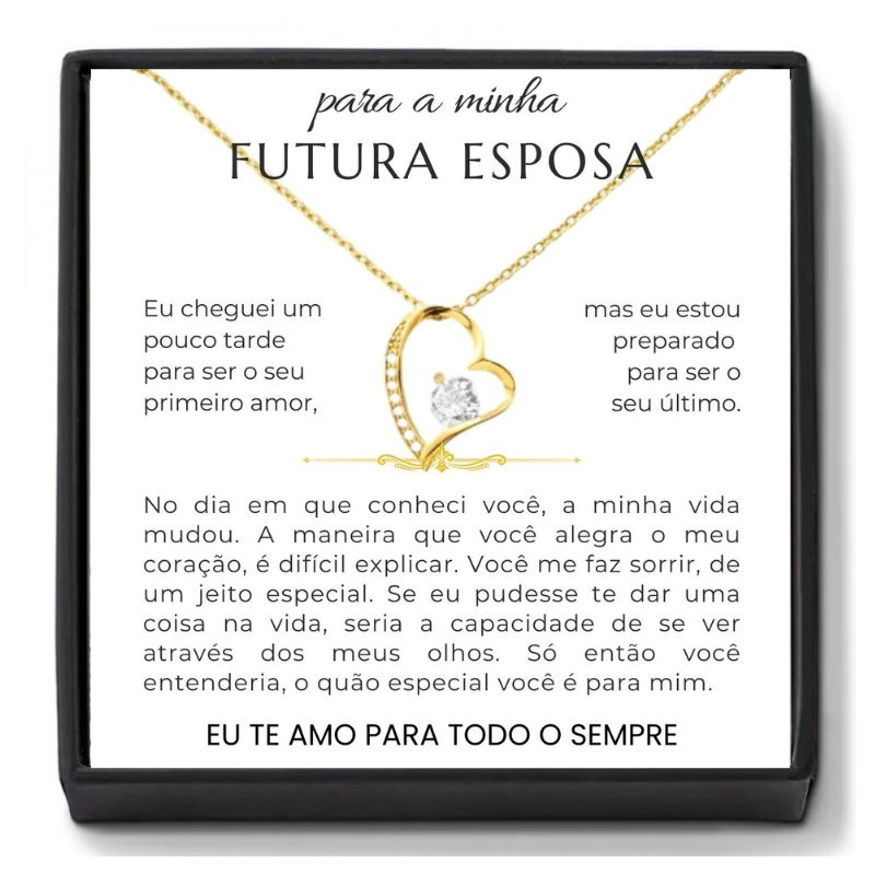 Presente Para A Minha Futura Esposa Colar Com Caixa e Cartão