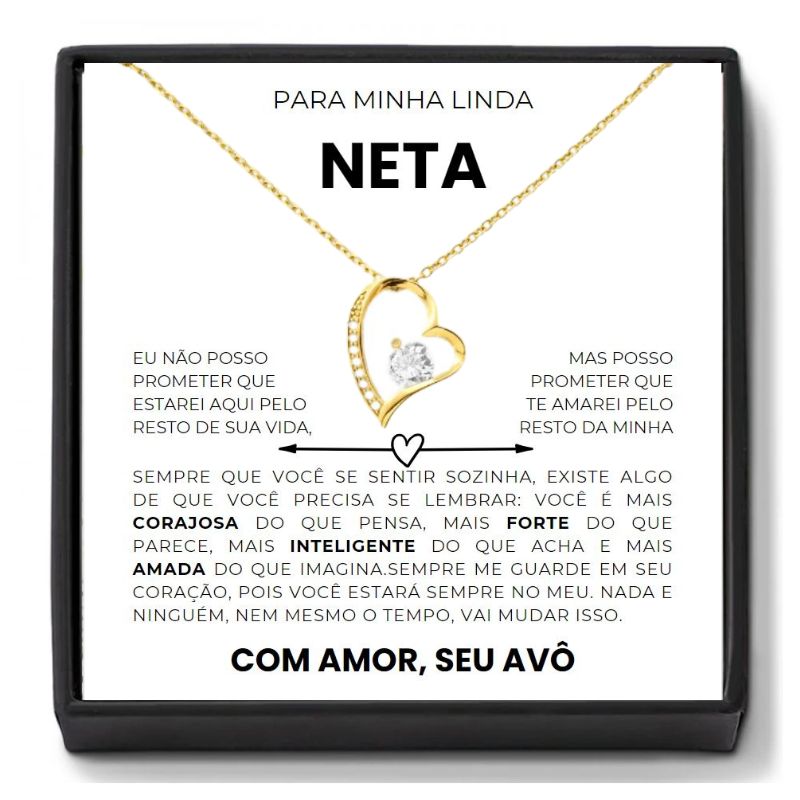 Presente Para Neta Colar Com Mensagem Amor Vovô e Vovó